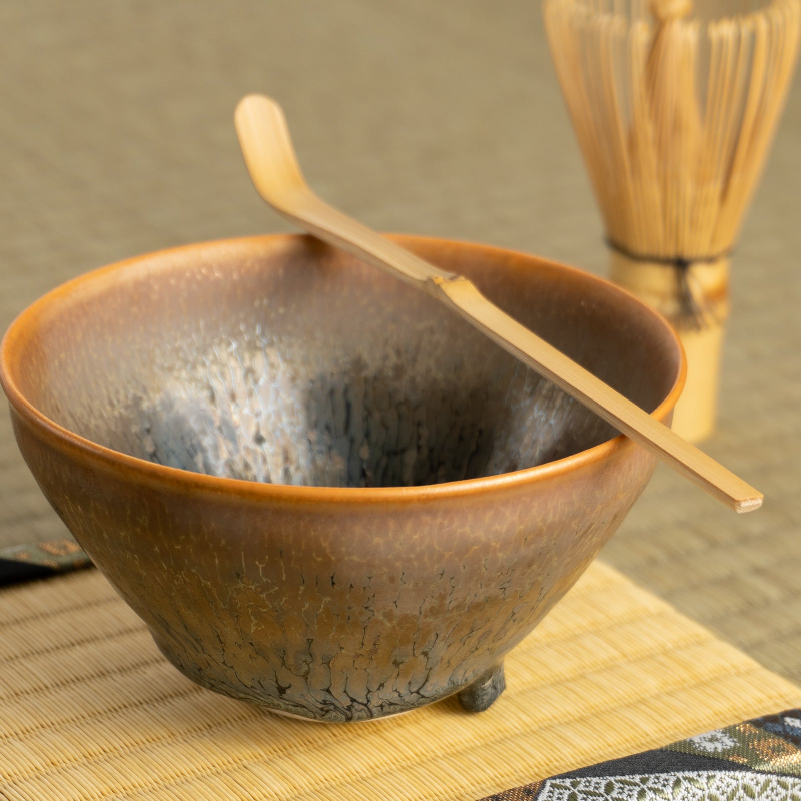 妻の作った　抹茶茶碗　陶芸　kissからはじまるミステリー　ハンドメイド　一点物 京都 清水焼】抹茶碗 禾目天目”釉溜まり” 桶谷定一｜コトポッター