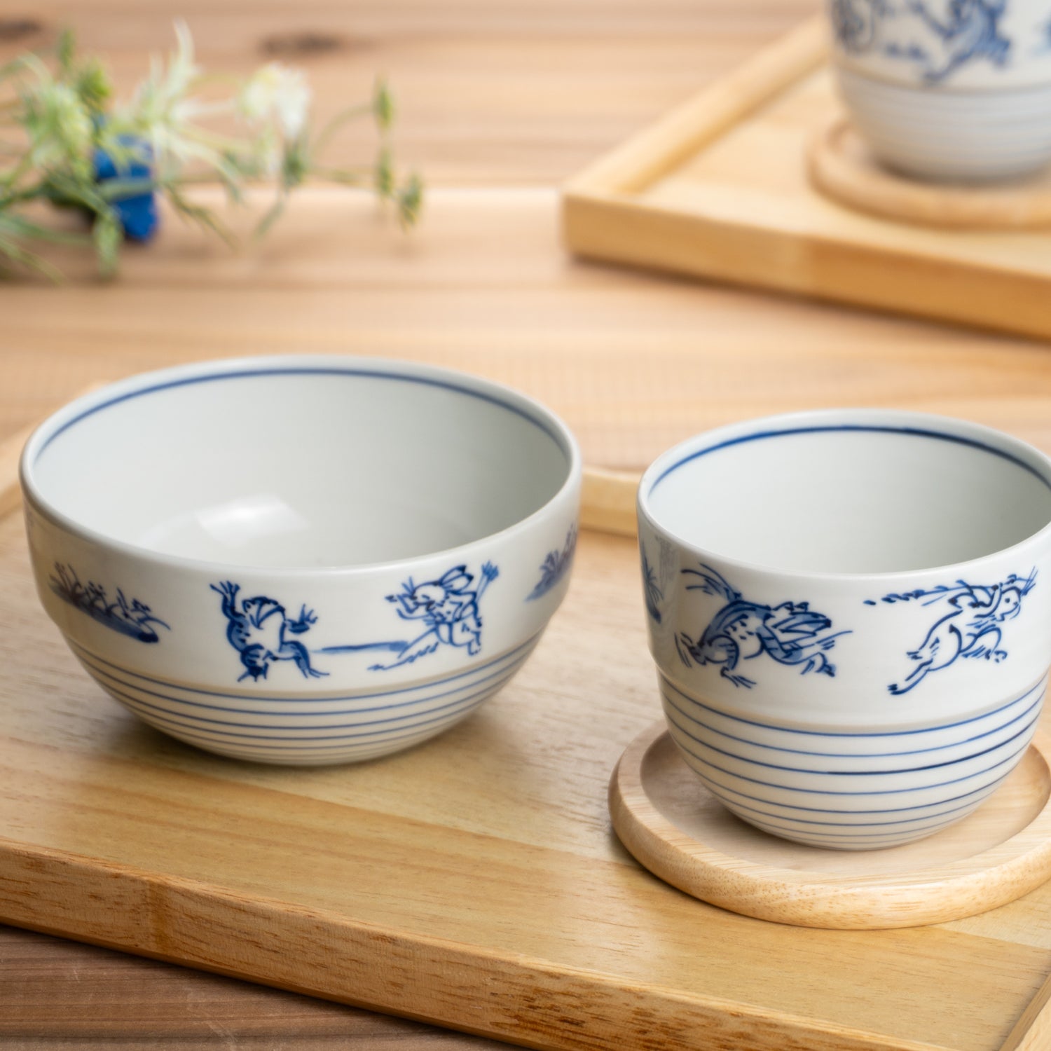 重なる鳥獣戯画シリーズ　永峰窯 - Handcrafted Japanese pottery from Kyoto - Kyo ware / Kiyomizu ware.