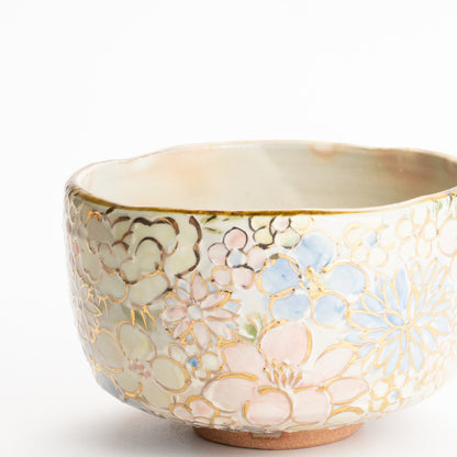 抹茶碗　色絵金彩 花詰　俊山窯 KOTOPOTTER