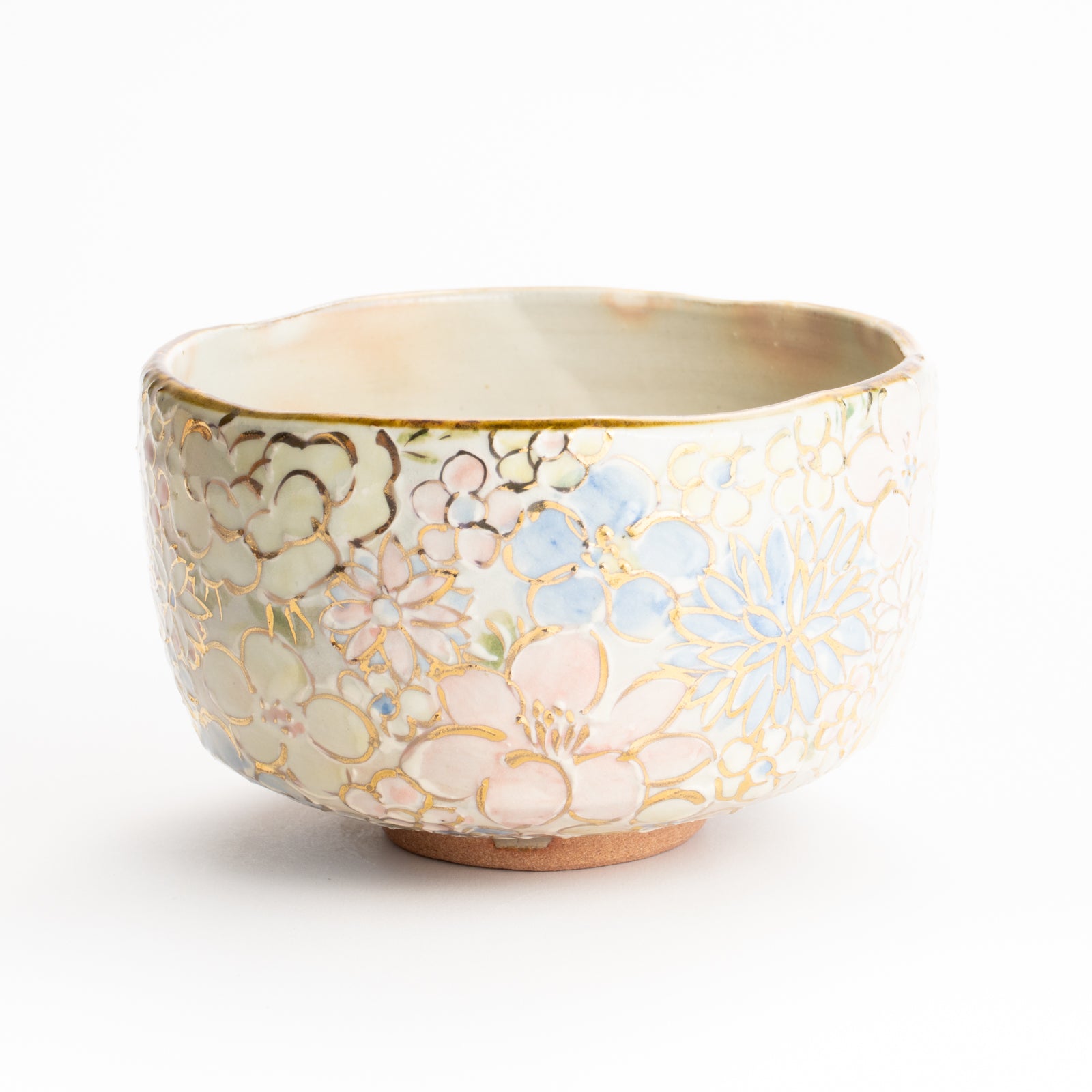 京都 清水焼】抹茶碗 色絵金彩 花詰 俊山窯｜コトポッター