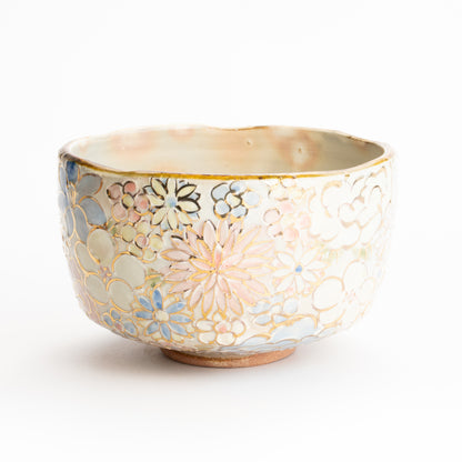 抹茶碗　色絵金彩 花詰　俊山窯 KOTOPOTTER