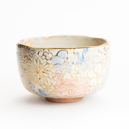 抹茶碗　色絵金彩 花詰　俊山窯 KOTOPOTTER