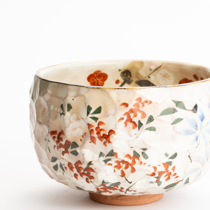 抹茶碗　色絵"四季草花"　俊山窯 KOTOPOTTER