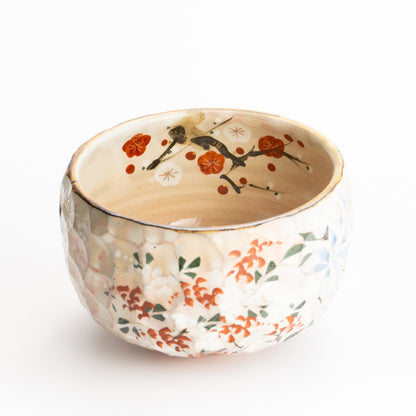 抹茶碗　色絵"四季草花"　俊山窯 KOTOPOTTER