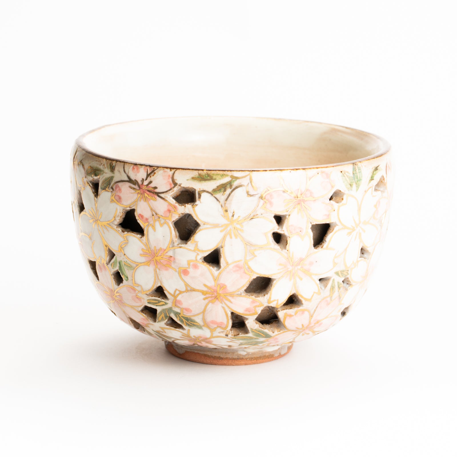 抹茶碗　透かし彫"桜図"　俊山窯 KOTOPOTTER
