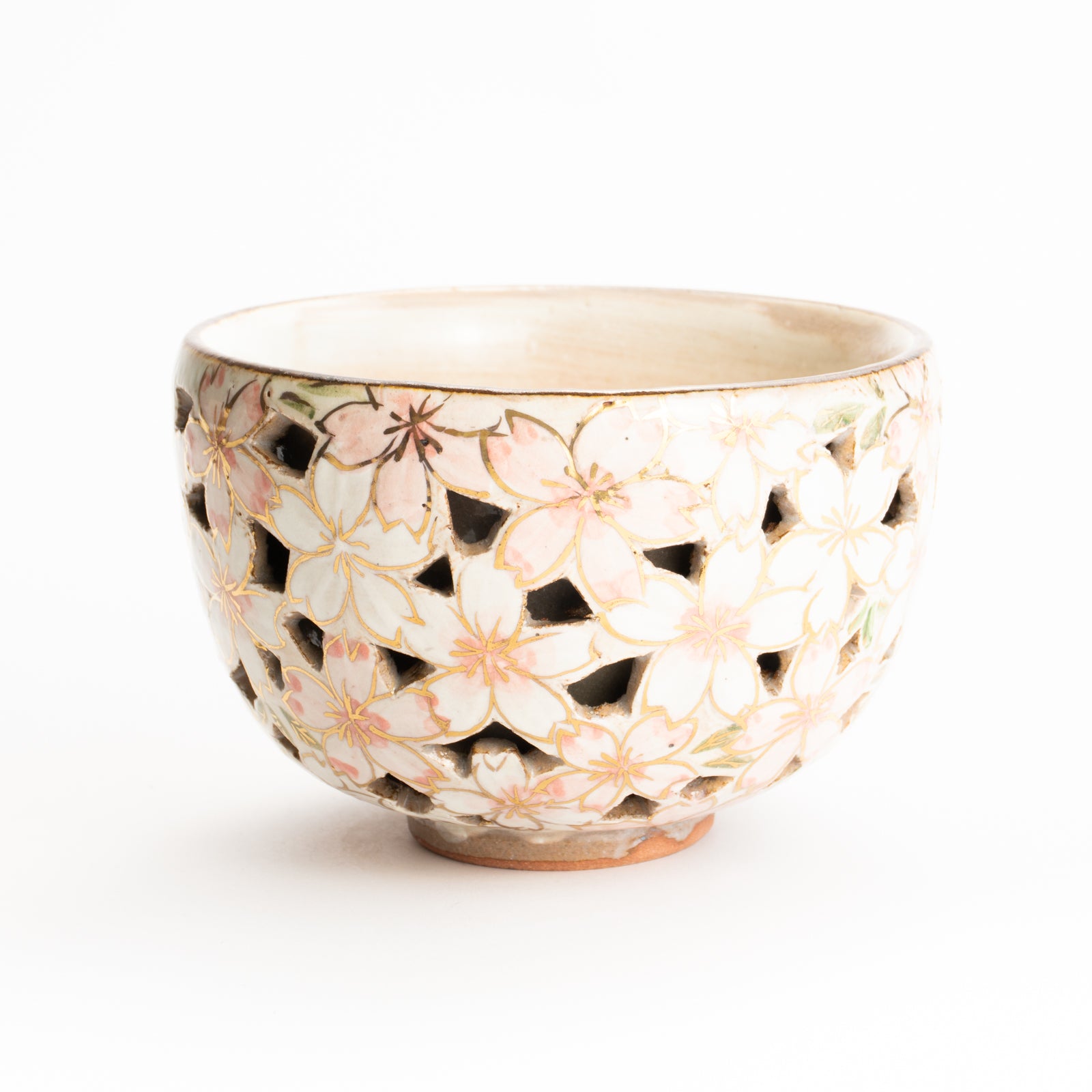 抹茶碗　透かし彫"桜図"　俊山窯 KOTOPOTTER