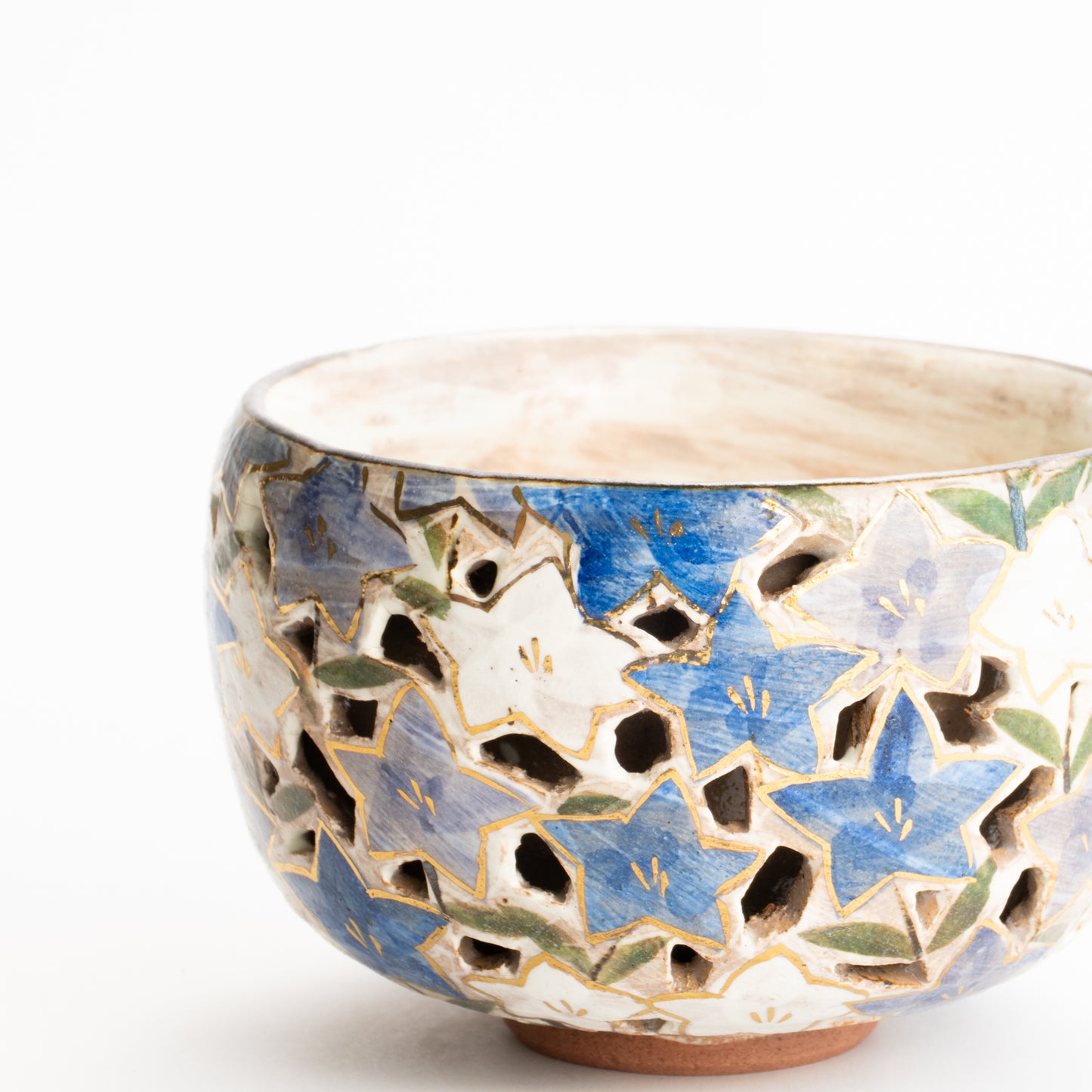 抹茶碗　透かし彫"桔梗図"　俊山窯 KOTOPOTTER