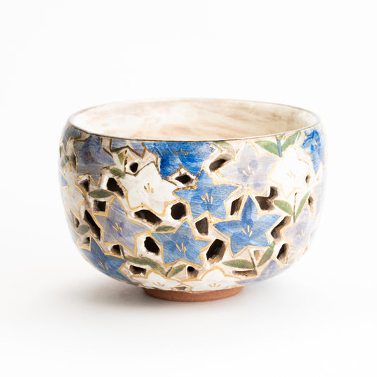 抹茶碗　透かし彫"桔梗図"　俊山窯 KOTOPOTTER