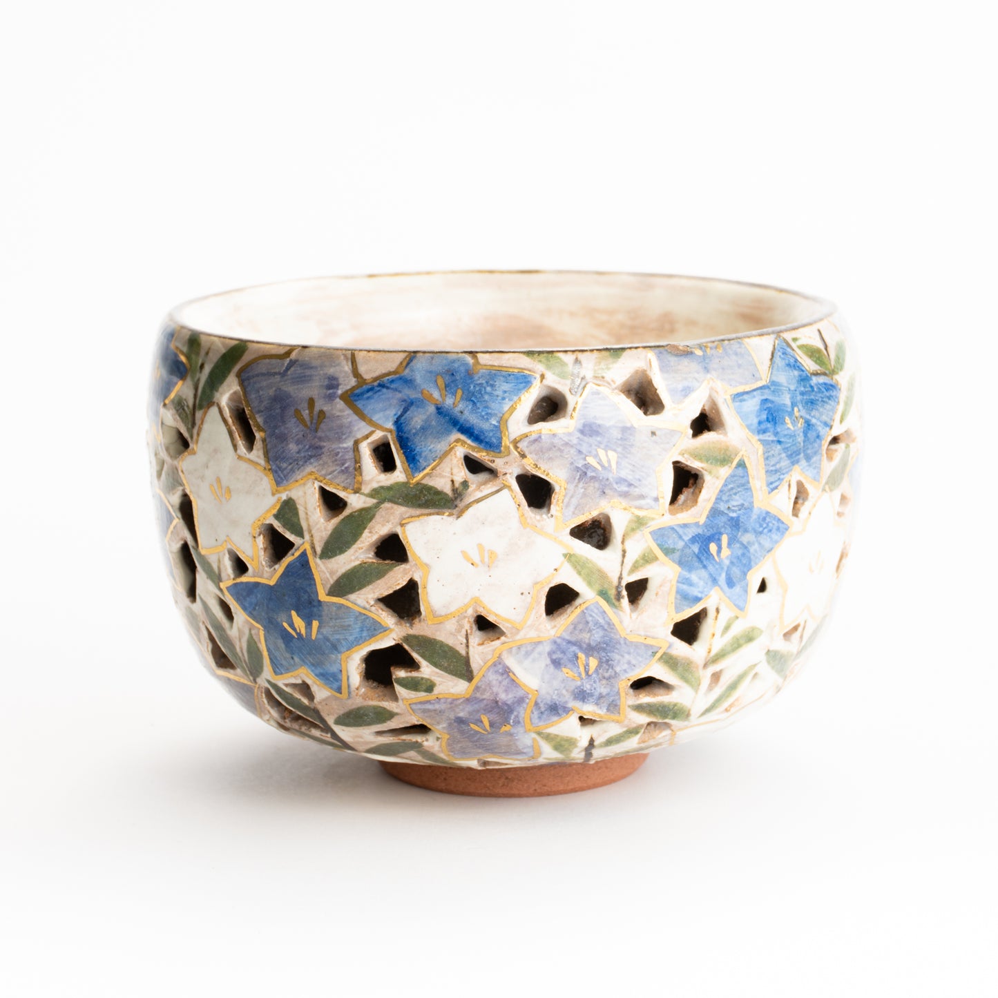 抹茶碗　透かし彫"桔梗図"　俊山窯 KOTOPOTTER