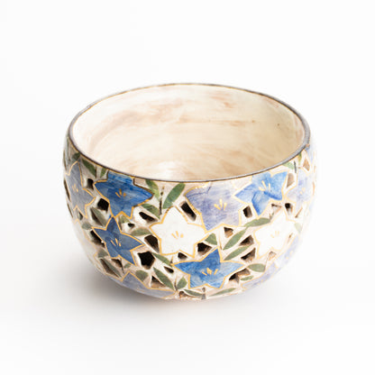 抹茶碗　透かし彫"桔梗図"　俊山窯 KOTOPOTTER