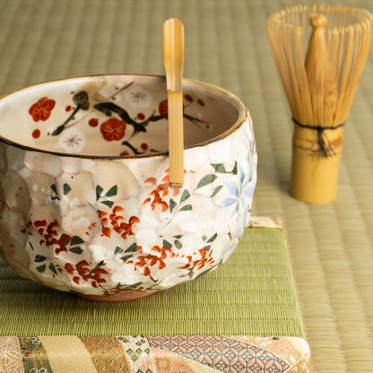 抹茶碗　色絵"四季草花"　俊山窯 KOTOPOTTER