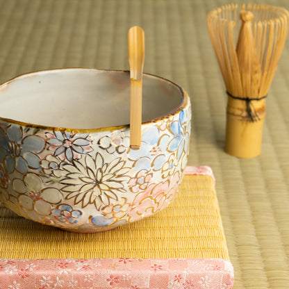 抹茶碗　色絵金彩 花詰　俊山窯 KOTOPOTTER