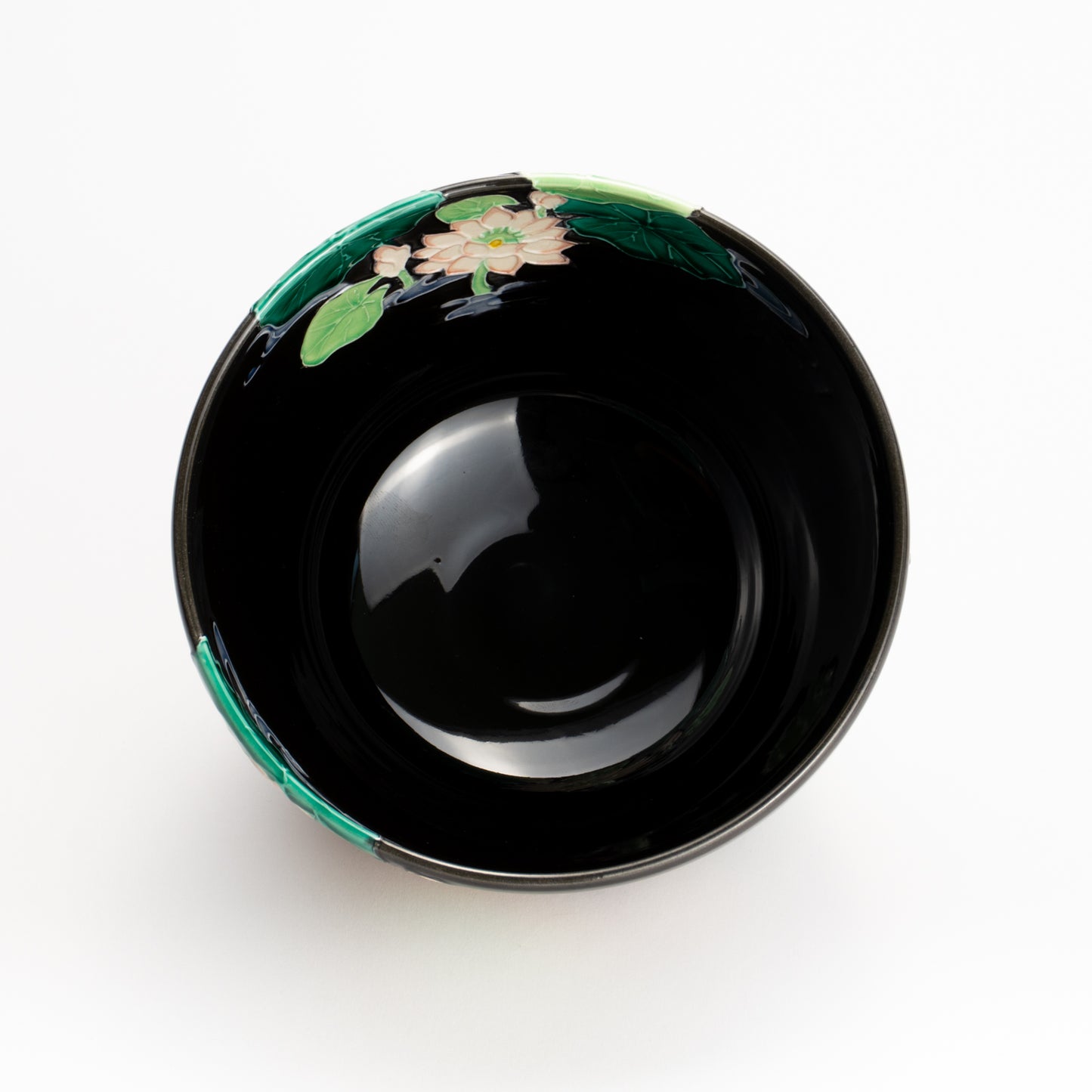 抹茶碗　紫交趾 "蓮に鯉"　一如 KOTOPOTTER