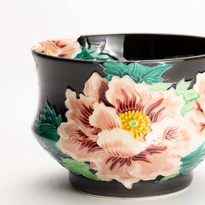 抹茶碗　紫交趾 "牡丹"　一如 KOTOPOTTER