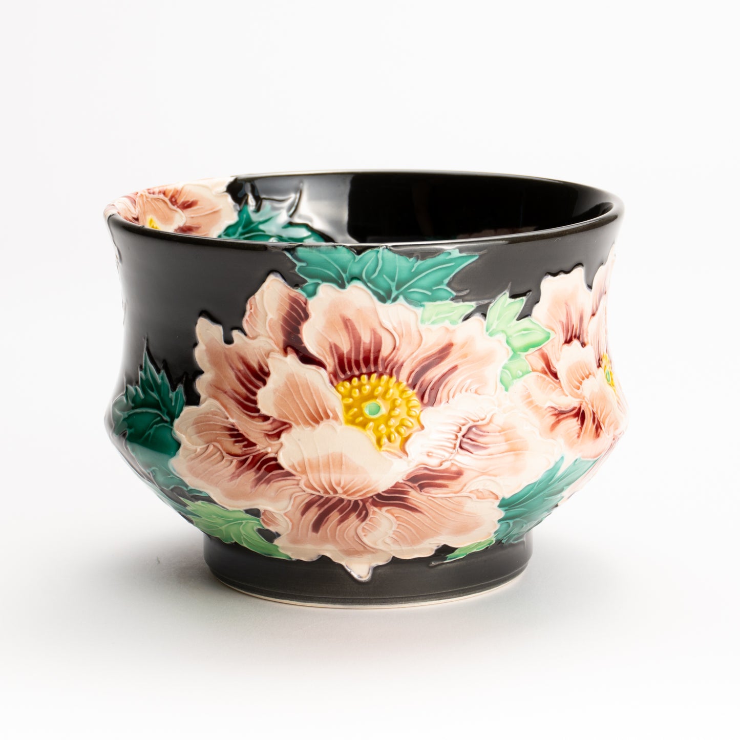 抹茶碗　紫交趾 "牡丹"　一如 KOTOPOTTER