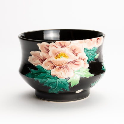 抹茶碗　紫交趾 "牡丹"　一如 KOTOPOTTER