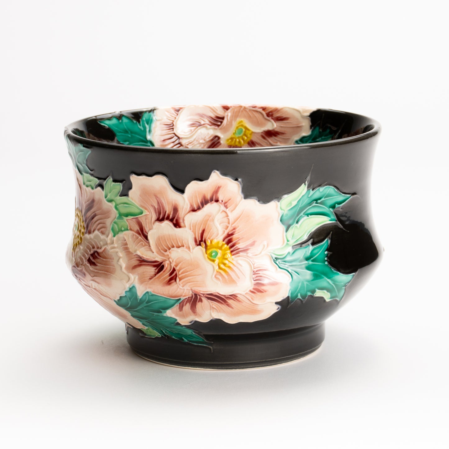 抹茶碗　紫交趾 "牡丹"　一如 KOTOPOTTER