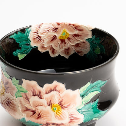 抹茶碗　紫交趾 "牡丹"　一如 KOTOPOTTER