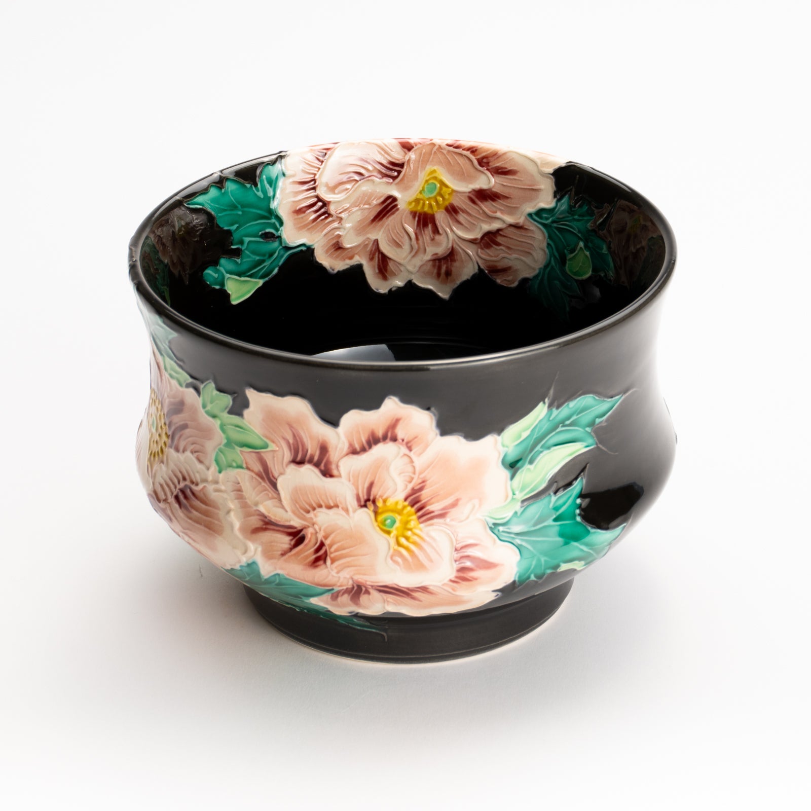 抹茶碗　紫交趾 "牡丹"　一如 KOTOPOTTER