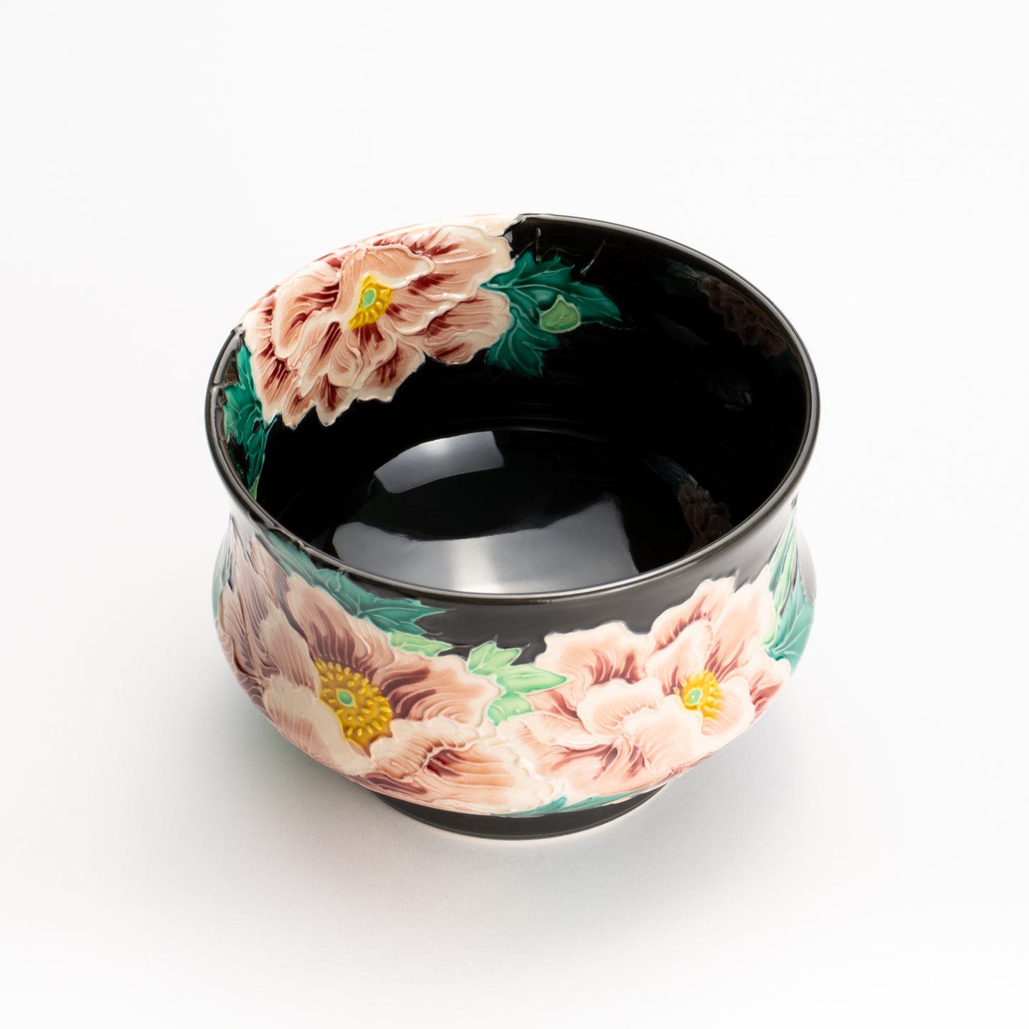 抹茶碗　紫交趾 "牡丹"　一如 KOTOPOTTER