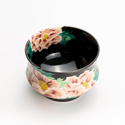 抹茶碗　紫交趾 "牡丹"　一如 KOTOPOTTER