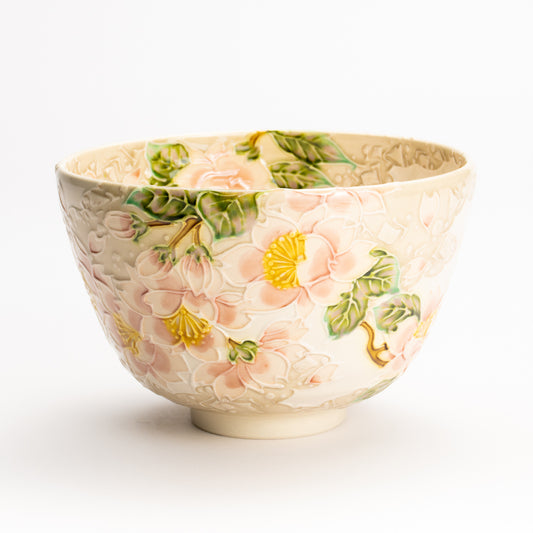 抹茶碗　白鳳交趾"桜に雲"　一如 KOTOPOTTER