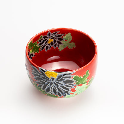 抹茶碗　朱交趾"黒菊"　一如 KOTOPOTTER