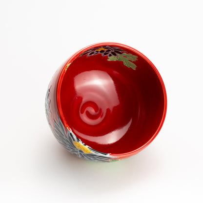 抹茶碗　朱交趾"黒菊"　一如 KOTOPOTTER