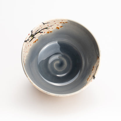 抹茶碗　淡紫交趾"桜に鹿"　一如 KOTOPOTTER