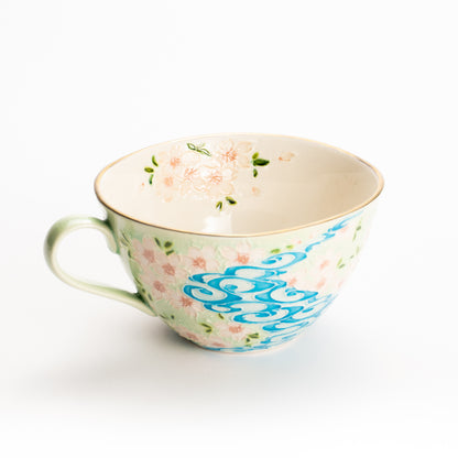 カップ&ソーサー　萌黄交趾"鹿に桜と観世水"A　一如 KOTOPOTTER