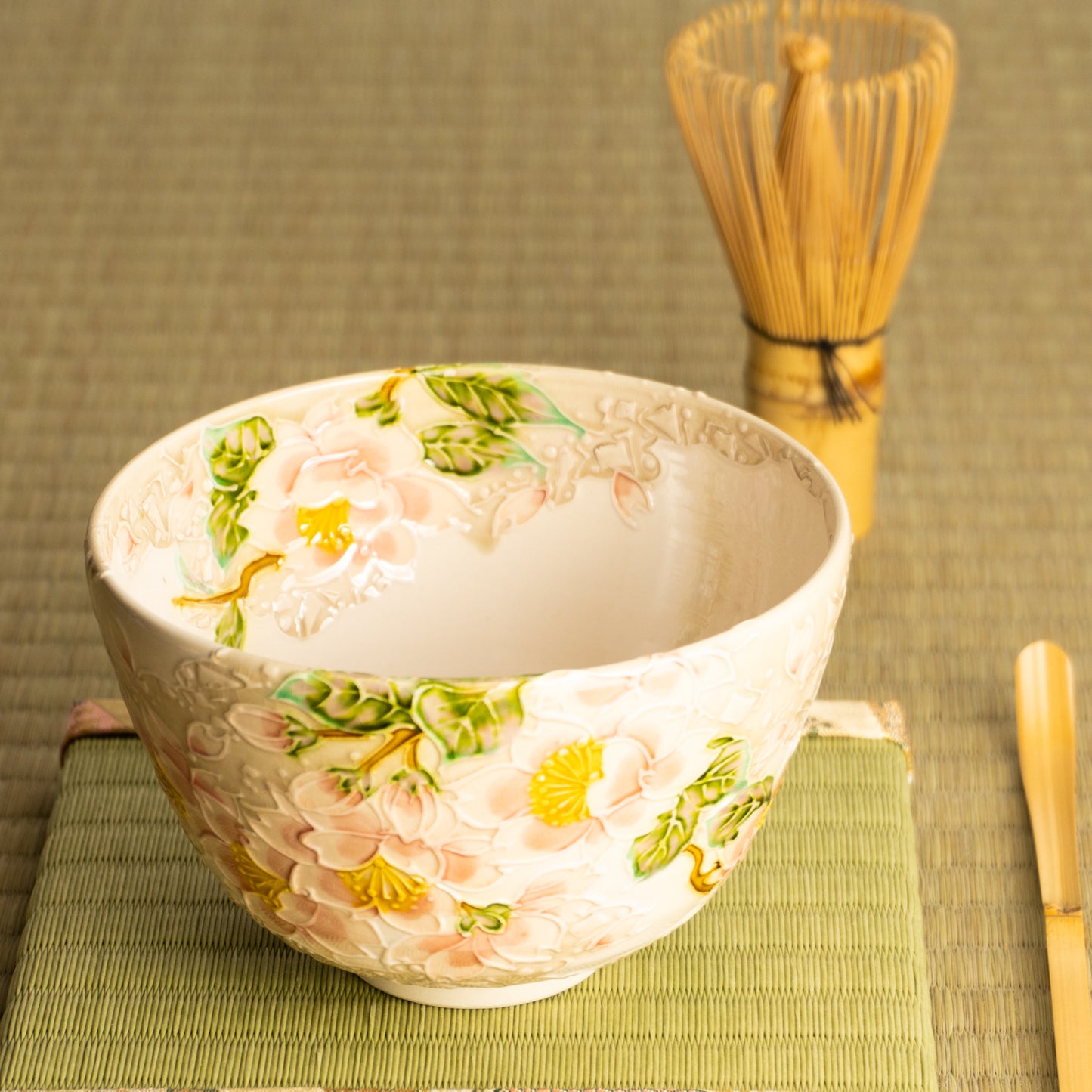 抹茶碗　白鳳交趾"桜に雲"　一如 KOTOPOTTER