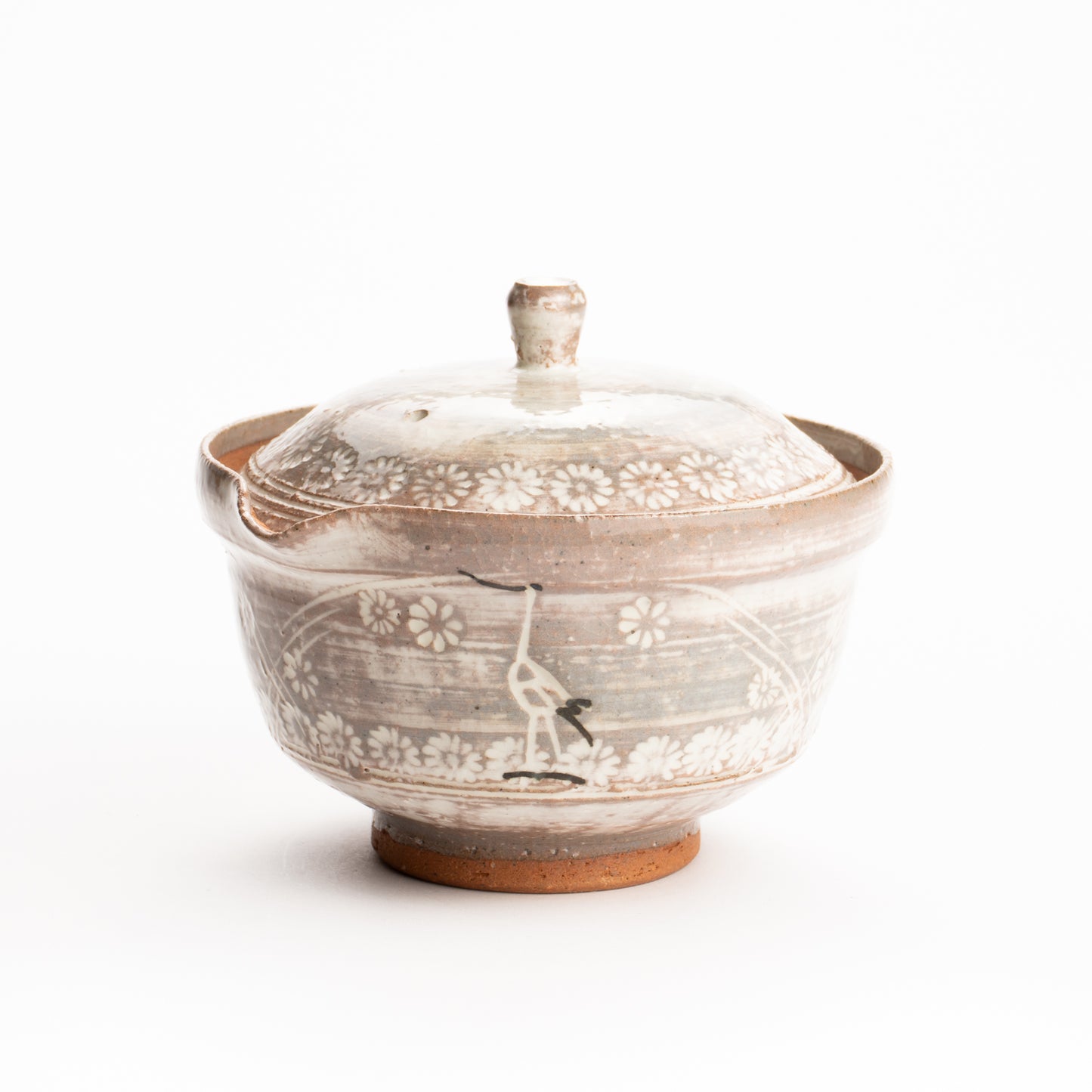【清水焼】宝瓶急須　三島立鶴　忠敏窯 KOTOPOTTER