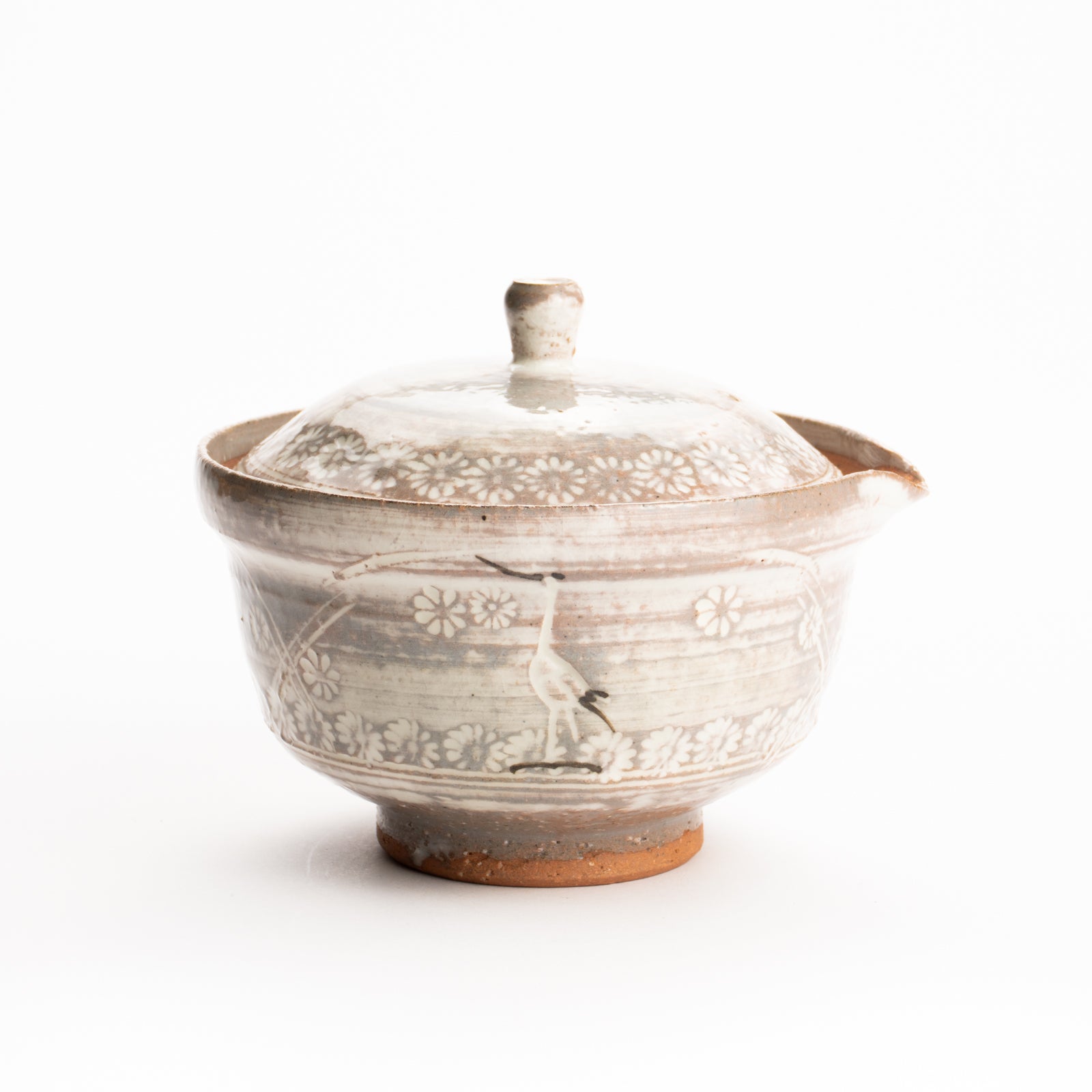 【清水焼】宝瓶急須　三島立鶴　忠敏窯 KOTOPOTTER