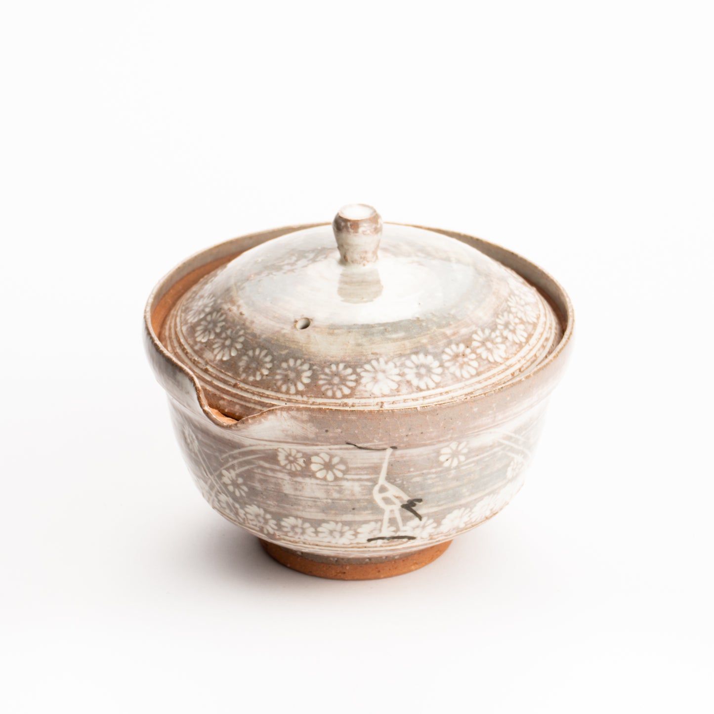 【清水焼】宝瓶急須　三島立鶴　忠敏窯 KOTOPOTTER