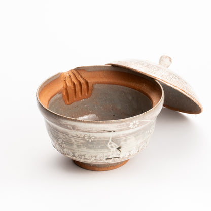 【清水焼】宝瓶急須　三島立鶴　忠敏窯 KOTOPOTTER