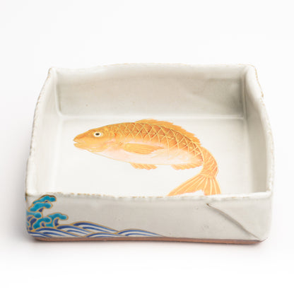 【清水焼】箱皿　色絵金彩"鯛"　伊藤典哲 KOTOPOTTER