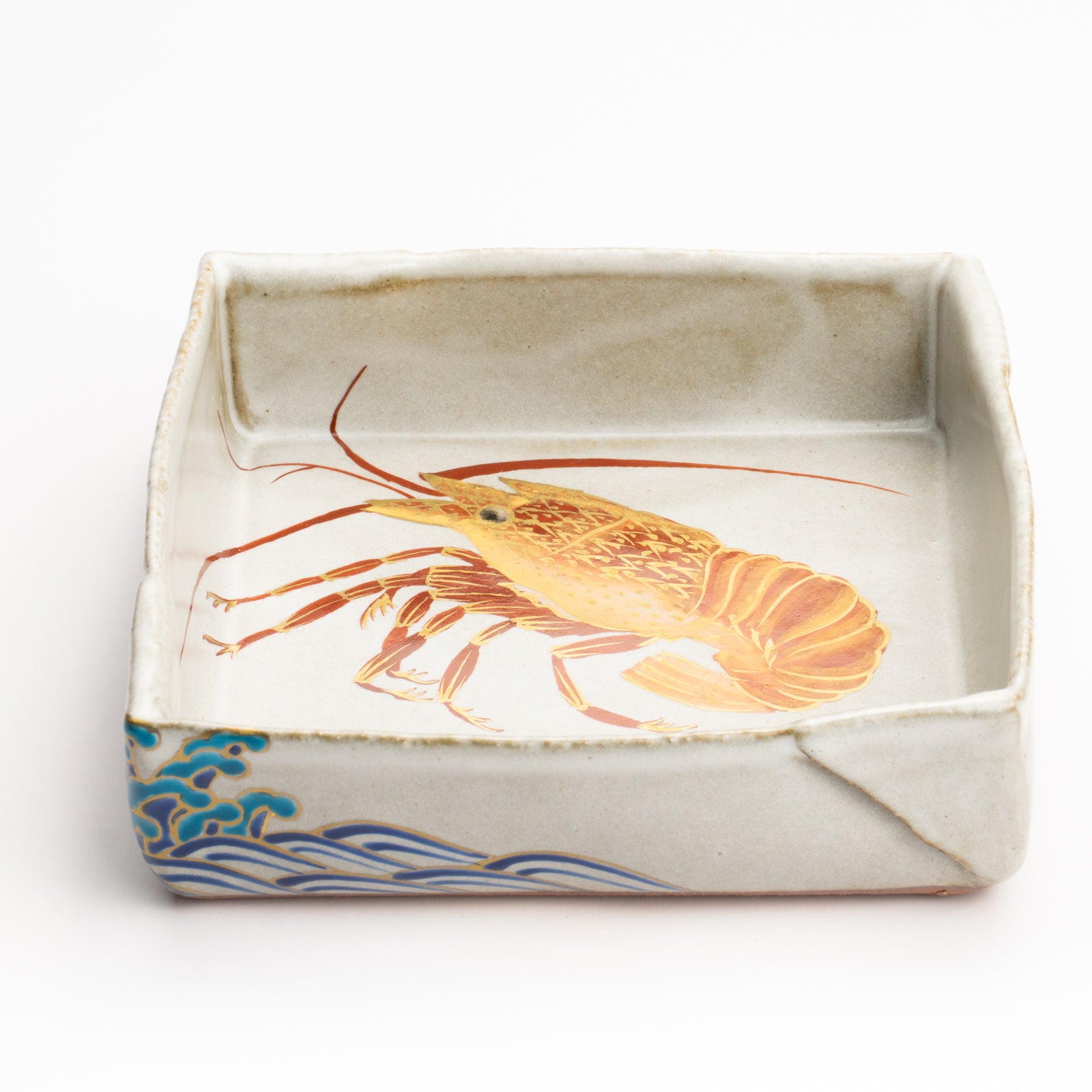 【清水焼】箱皿　色絵金彩"伊勢海老"　伊藤典哲 KOTOPOTTER