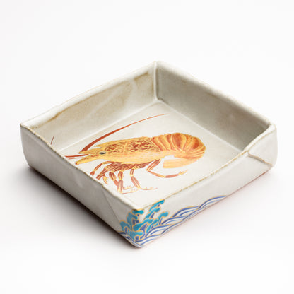 【清水焼】箱皿　色絵金彩"伊勢海老"　伊藤典哲 KOTOPOTTER