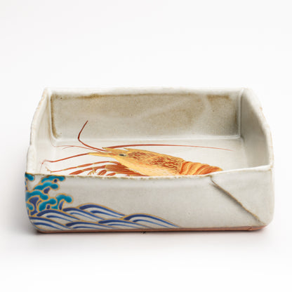 【清水焼】箱皿　色絵金彩"伊勢海老"　伊藤典哲 KOTOPOTTER