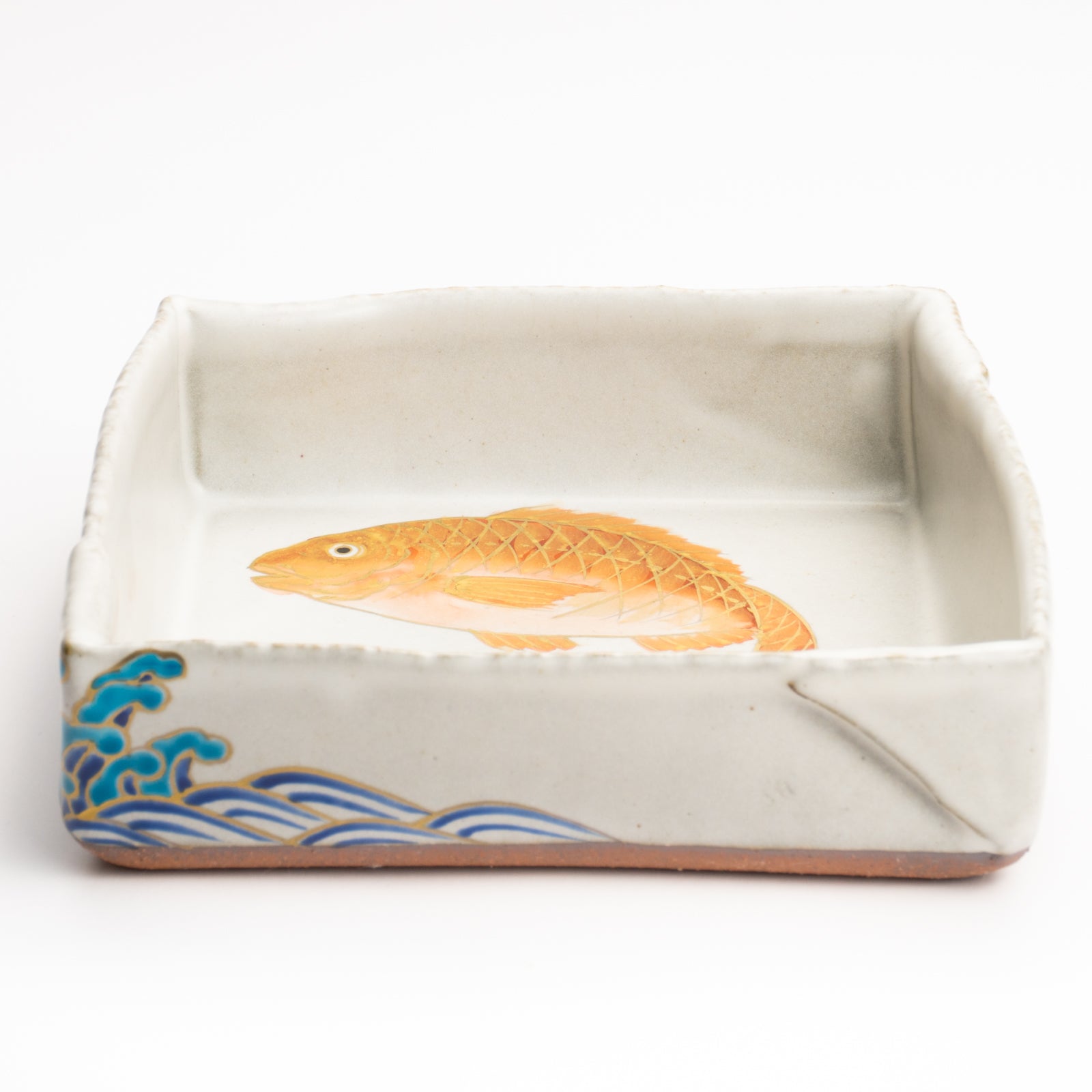 京都 清水焼】箱皿 色絵金彩