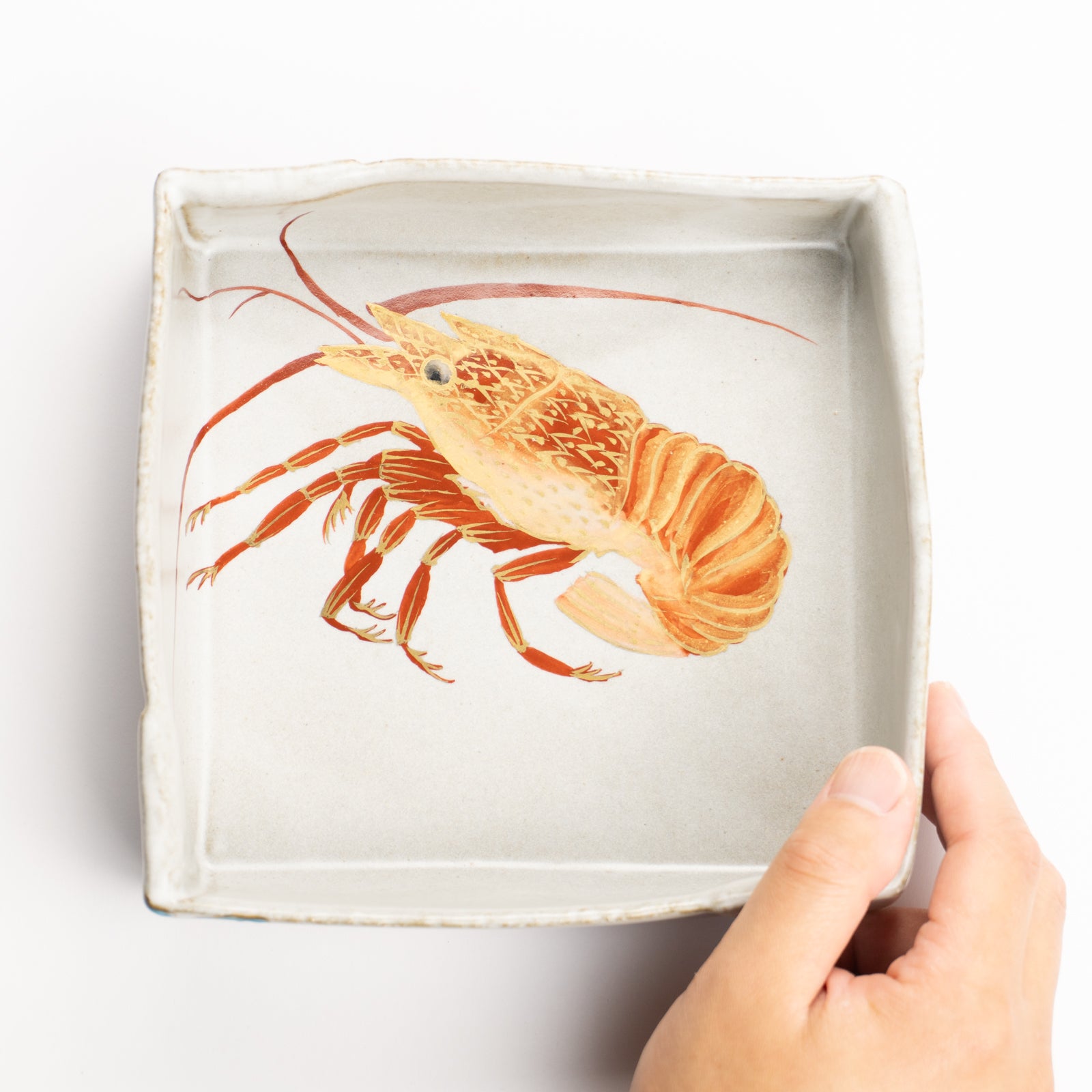 【清水焼】箱皿　色絵金彩"伊勢海老"　伊藤典哲 KOTOPOTTER