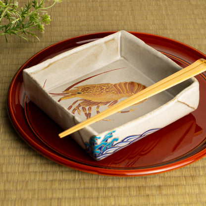 【清水焼】箱皿　色絵金彩"伊勢海老"　伊藤典哲 KOTOPOTTER