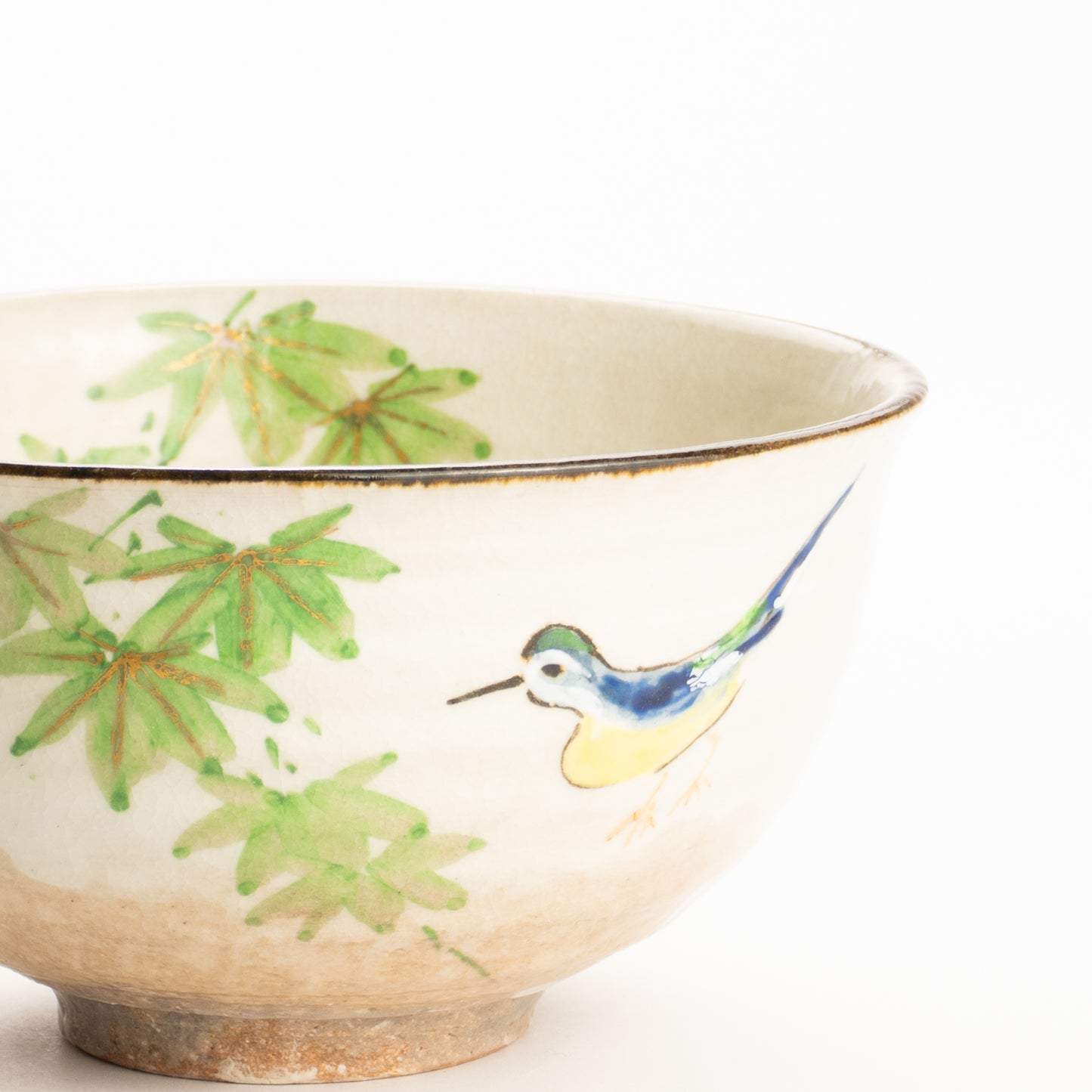 抹茶碗　青楓にカワセミと鮎　与し三 KOTOPOTTER