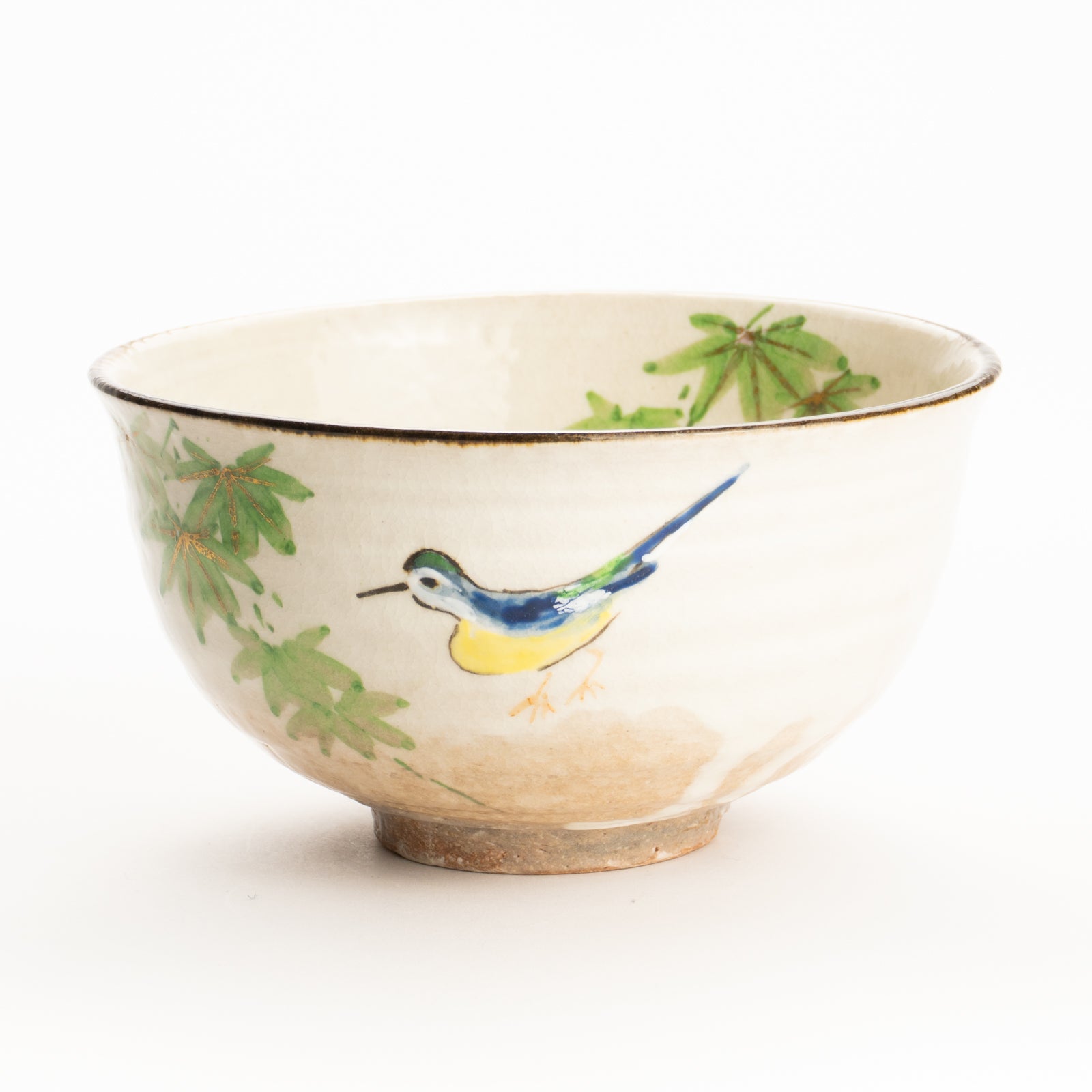 抹茶碗　青楓にカワセミと鮎　与し三 KOTOPOTTER
