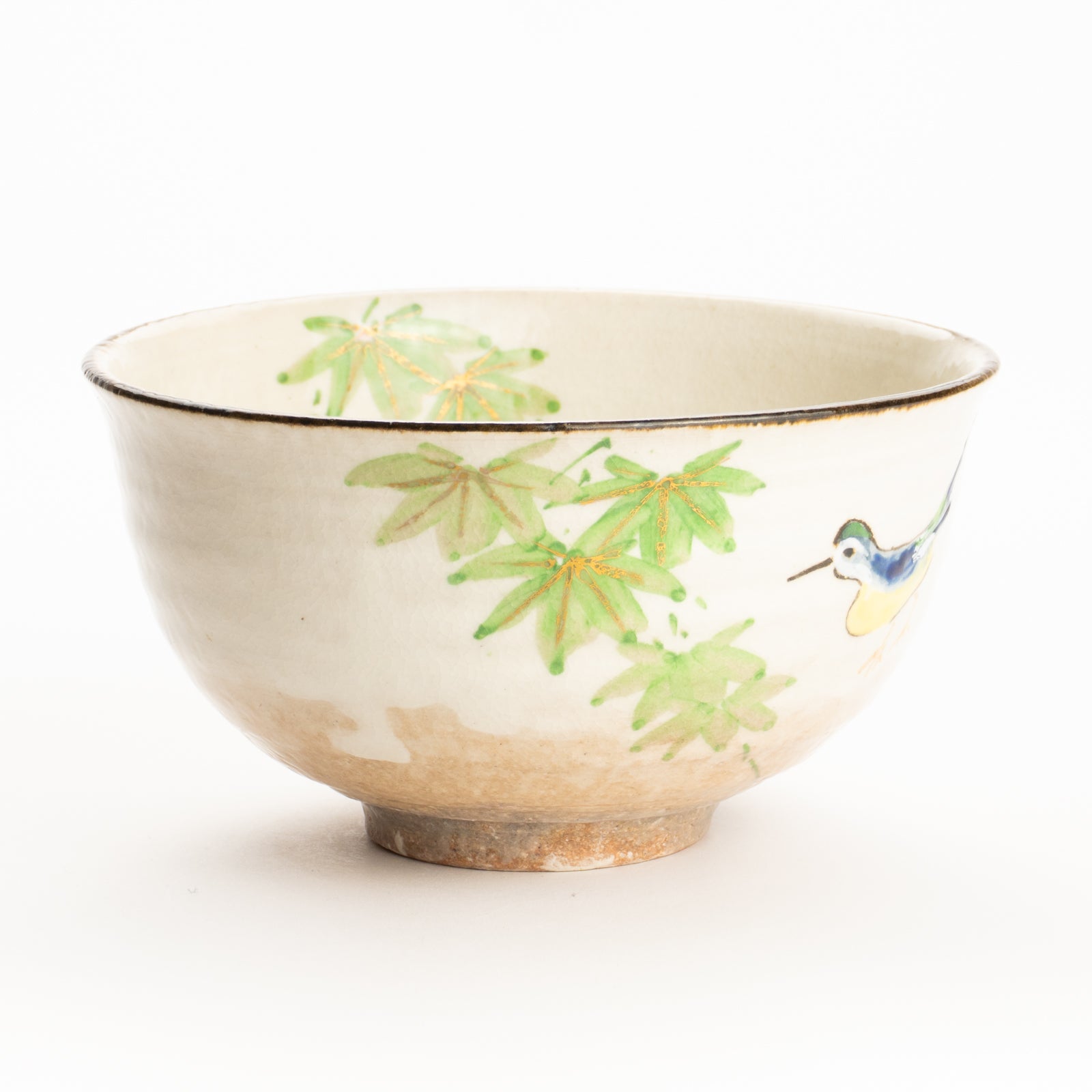 抹茶碗　青楓にカワセミと鮎　与し三 KOTOPOTTER