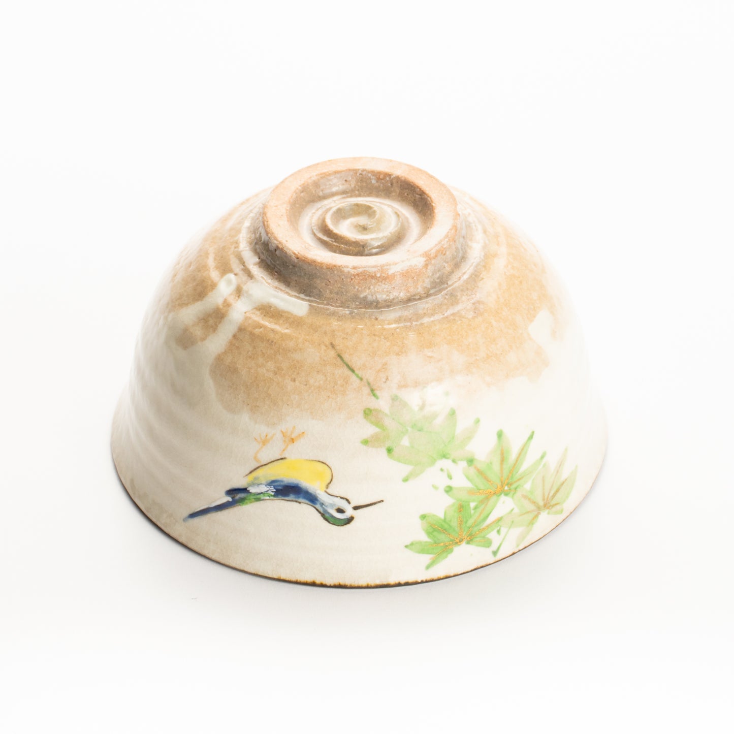 抹茶碗　青楓にカワセミと鮎　与し三 KOTOPOTTER