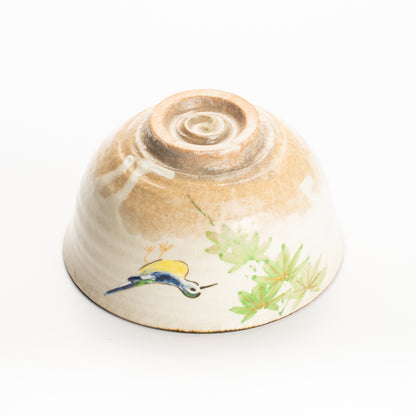 抹茶碗　青楓にカワセミと鮎　与し三 KOTOPOTTER