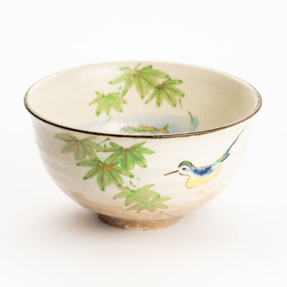 抹茶碗　青楓にカワセミと鮎　与し三 KOTOPOTTER
