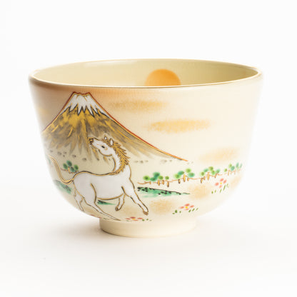 抹茶碗　旭に駿馬と富士　陶楽 KOTOPOTTER