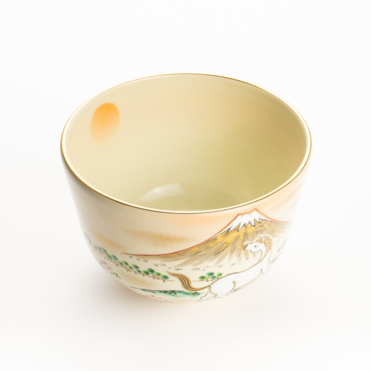 抹茶碗　旭に駿馬と富士　陶楽 KOTOPOTTER
